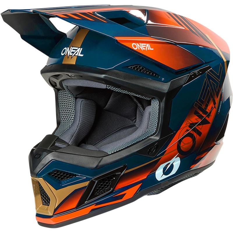 Motocrosshelm O'Neal 3SRS Haze blauw-oranje-goud