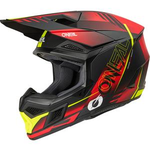 Motocrosshelm O'Neal 3SRS Haze matzwart-rood-fluorgeel