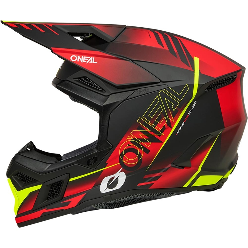 Motocrosshelm O'Neal 3SRS Haze matzwart-rood-fluorgeel