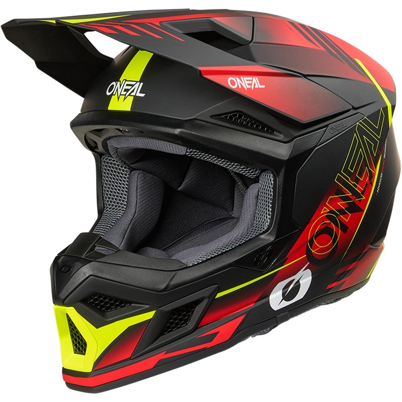Motocrosshelm O'Neal 3SRS Haze matzwart-rood-fluorgeel