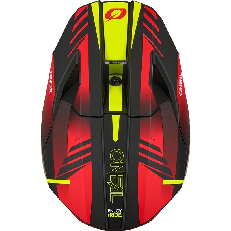 Motocrosshelm O'Neal 3SRS Haze matzwart-rood-fluorgeel