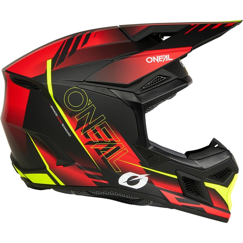 Motocrosshelm O'Neal 3SRS Haze matzwart-rood-fluorgeel