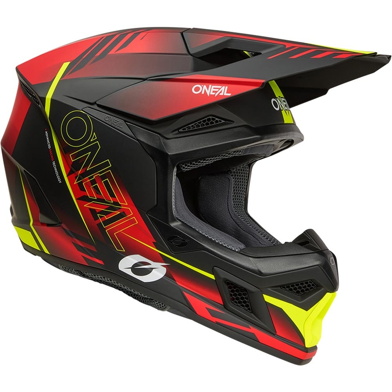 Motocrosshelm O'Neal 3SRS Haze matzwart-rood-fluorgeel