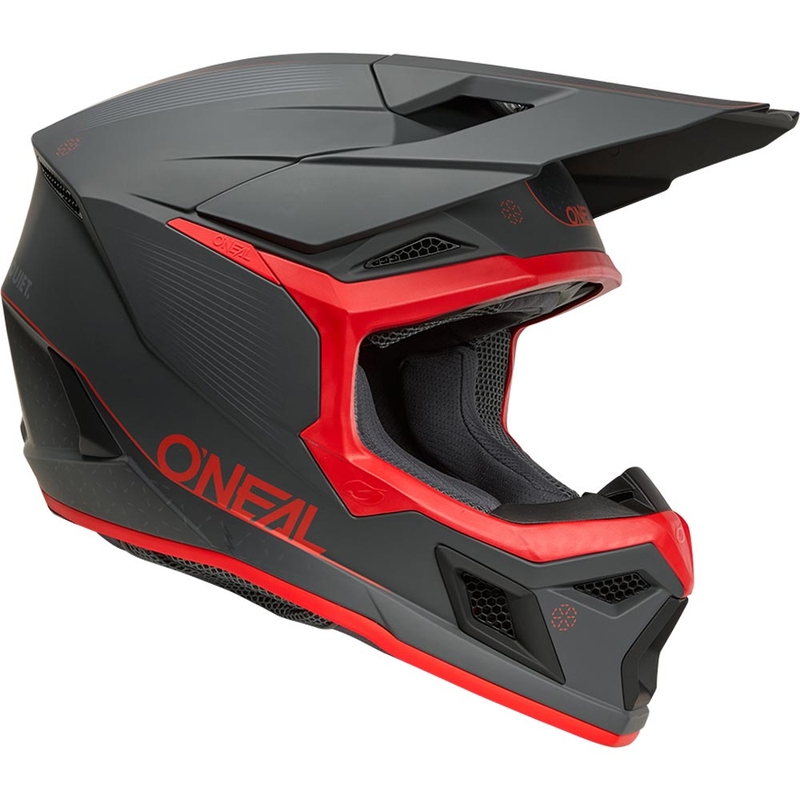 Motocrosshelm O'Neal 3SRS E-stroke matgrijs-rood