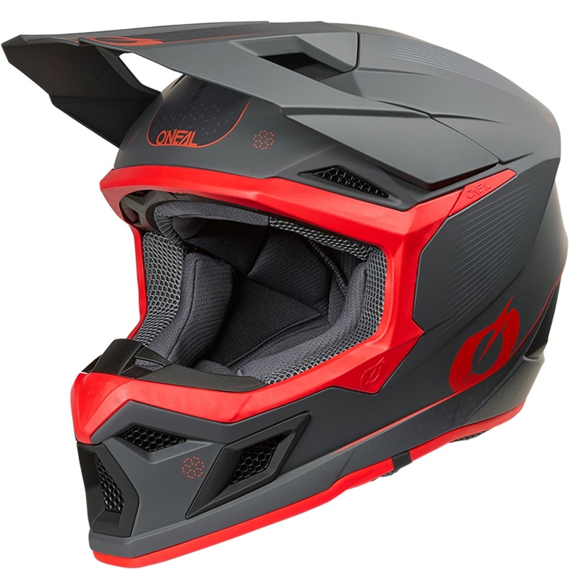 Motocrosshelm O'Neal 3SRS E-stroke matgrijs-rood