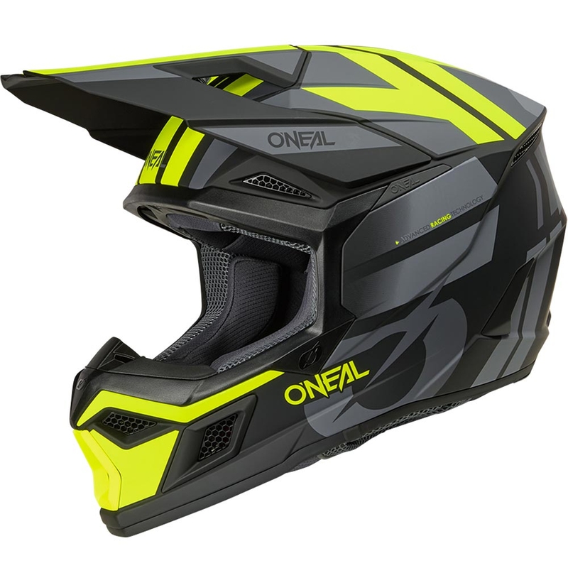 Motocrosshelm O´Neal 3SRS Ride matzwart-grijs-fluorgeel