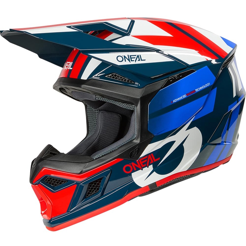 Motocrosshelm O'Neal 3SRS Ride blauw-wit-rood