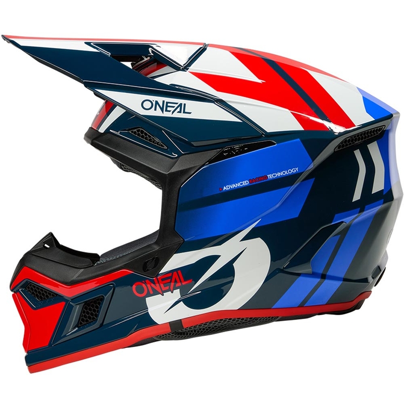 Motocrosshelm O'Neal 3SRS Ride blauw-wit-rood