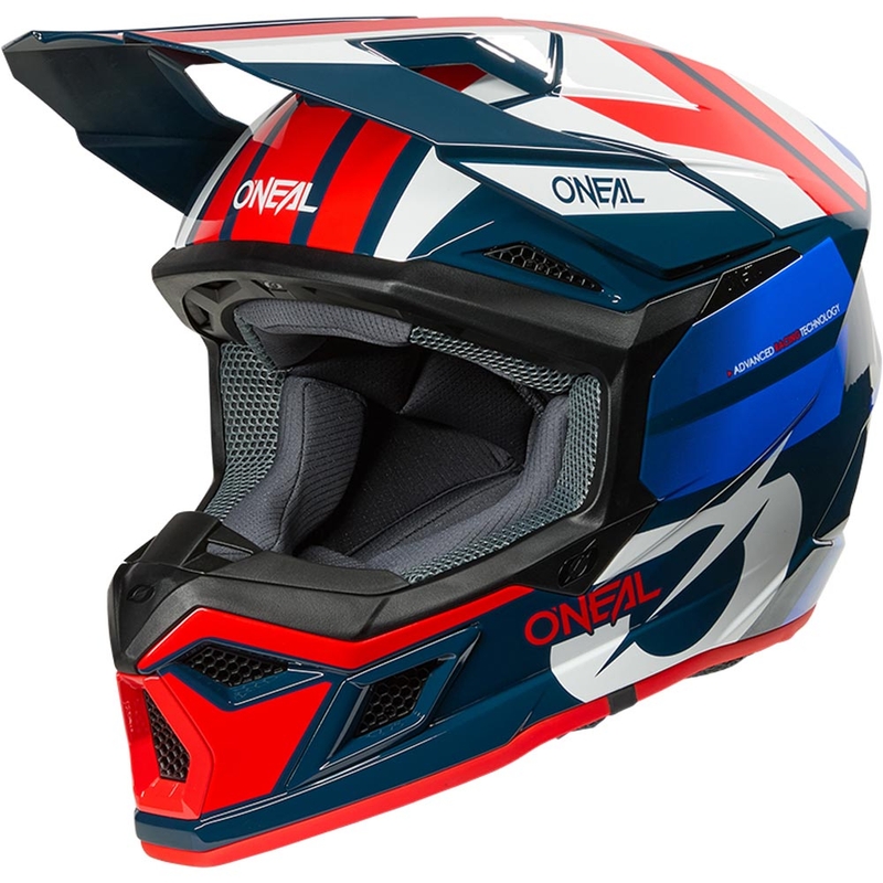 Motocrosshelm O'Neal 3SRS Ride blauw-wit-rood
