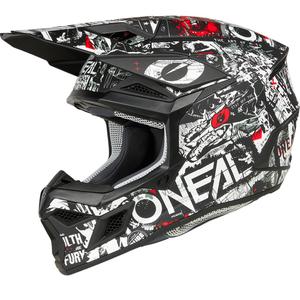 Motocrosshelm O'Neal 3SRS Attack matzwart-wit