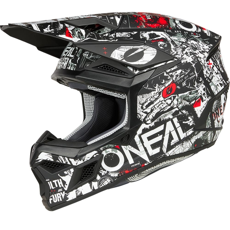 Motocrosshelm O'Neal 3SRS Attack matzwart-wit