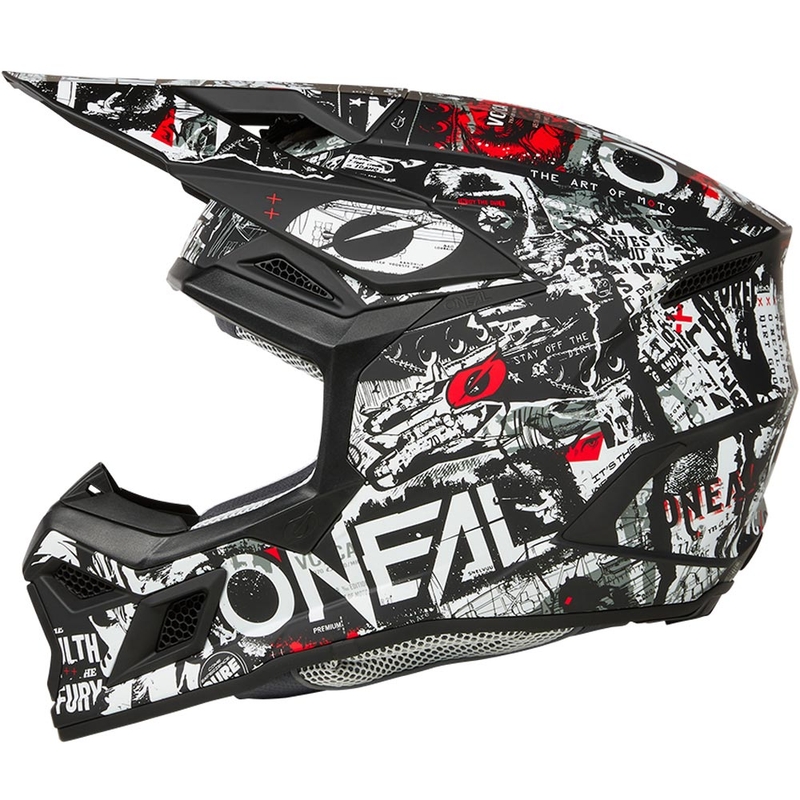 Motocrosshelm O'Neal 3SRS Attack matzwart-wit