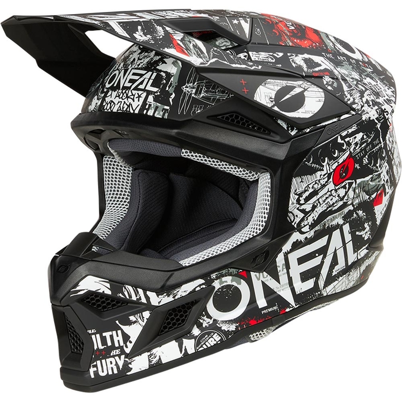 Motocrosshelm O'Neal 3SRS Attack matzwart-wit