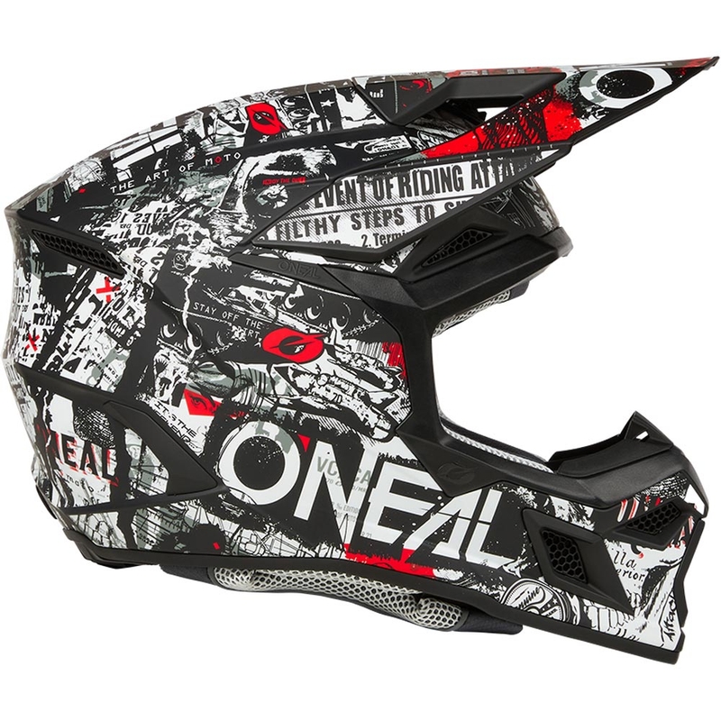 Motocrosshelm O'Neal 3SRS Attack matzwart-wit