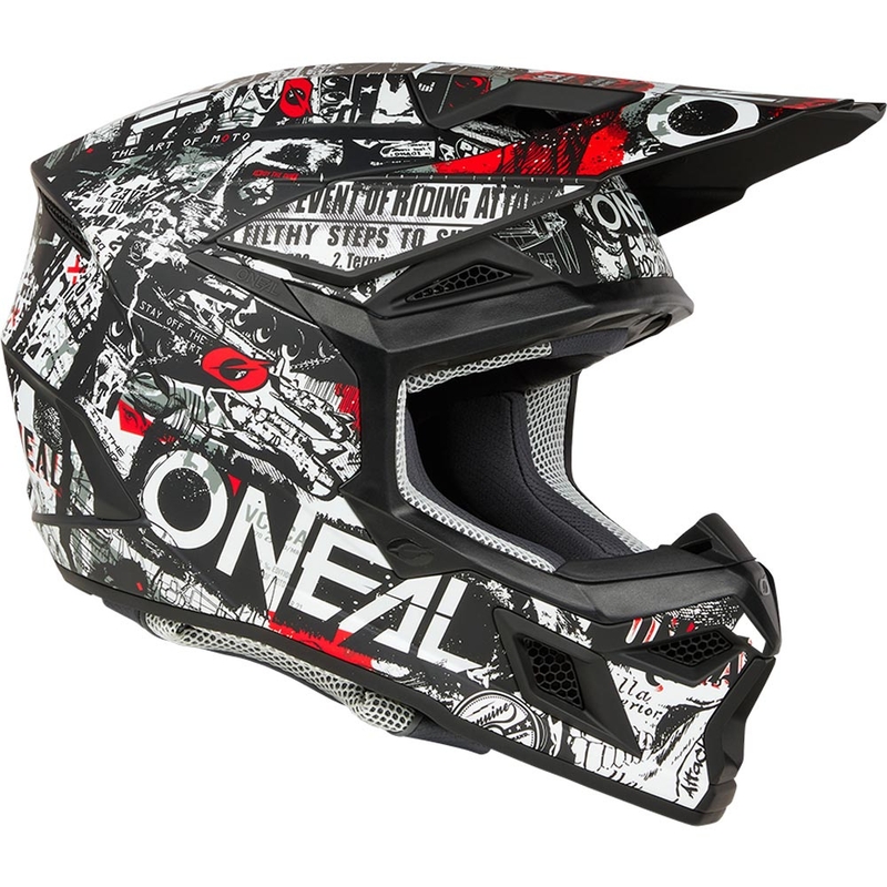 Motocrosshelm O'Neal 3SRS Attack matzwart-wit
