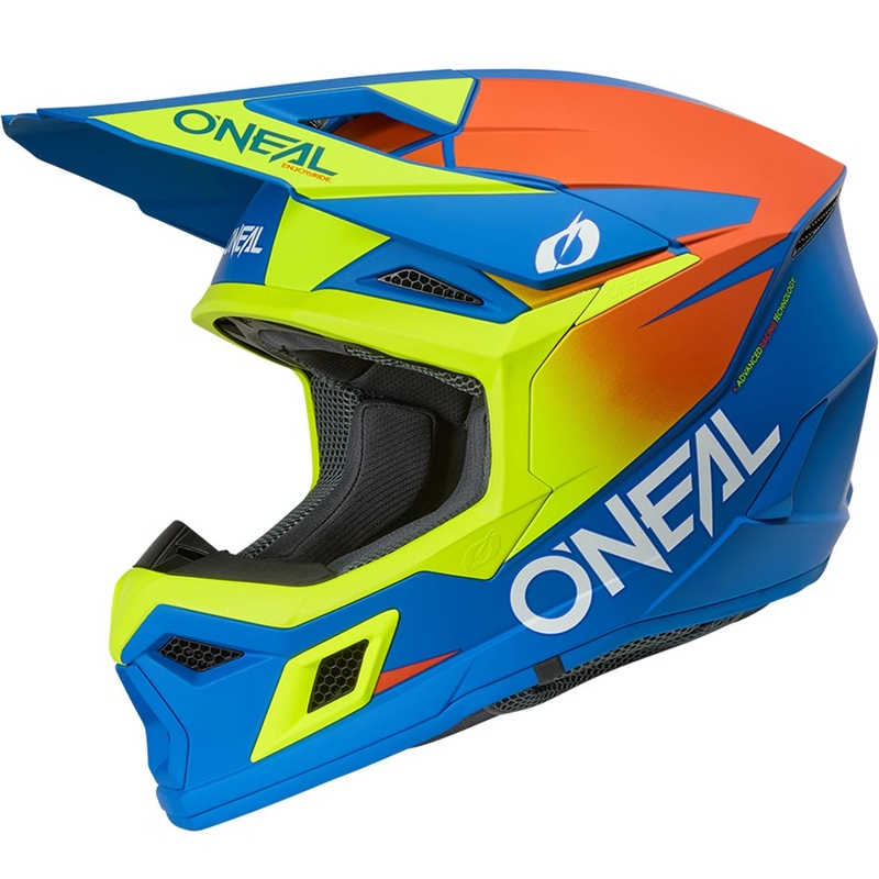 Motocrosshelm O´Neal 3SRS Solid matblauw-fluorgeel