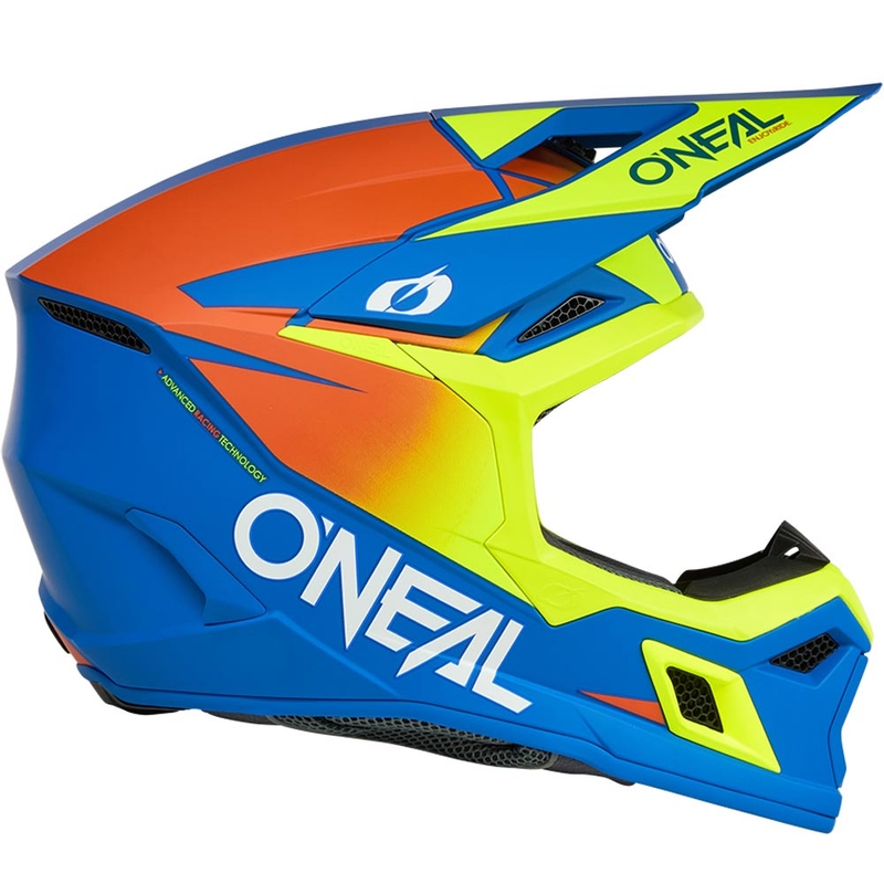 Motocrosshelm O´Neal 3SRS Solid matblauw-fluorgeel