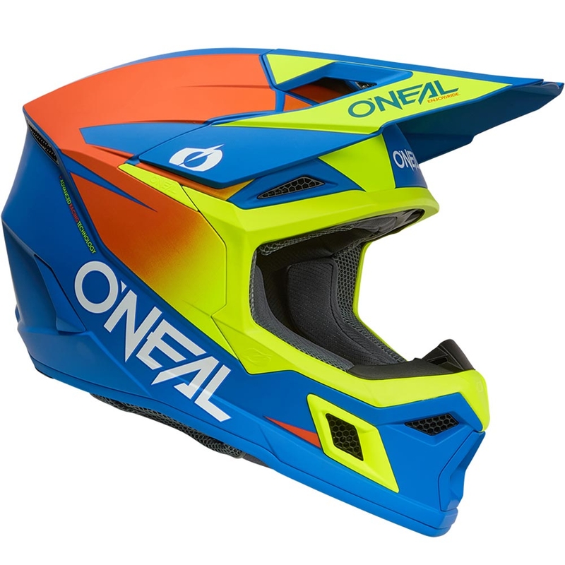 Motocrosshelm O´Neal 3SRS Solid matblauw-fluorgeel
