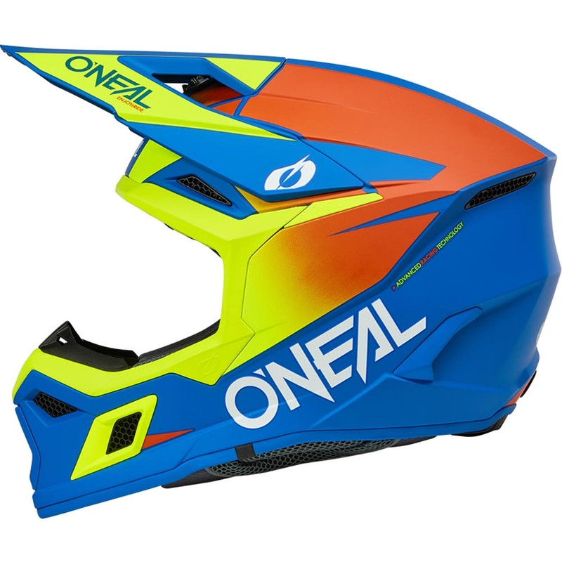 Motocrosshelm O´Neal 3SRS Solid matblauw-fluorgeel
