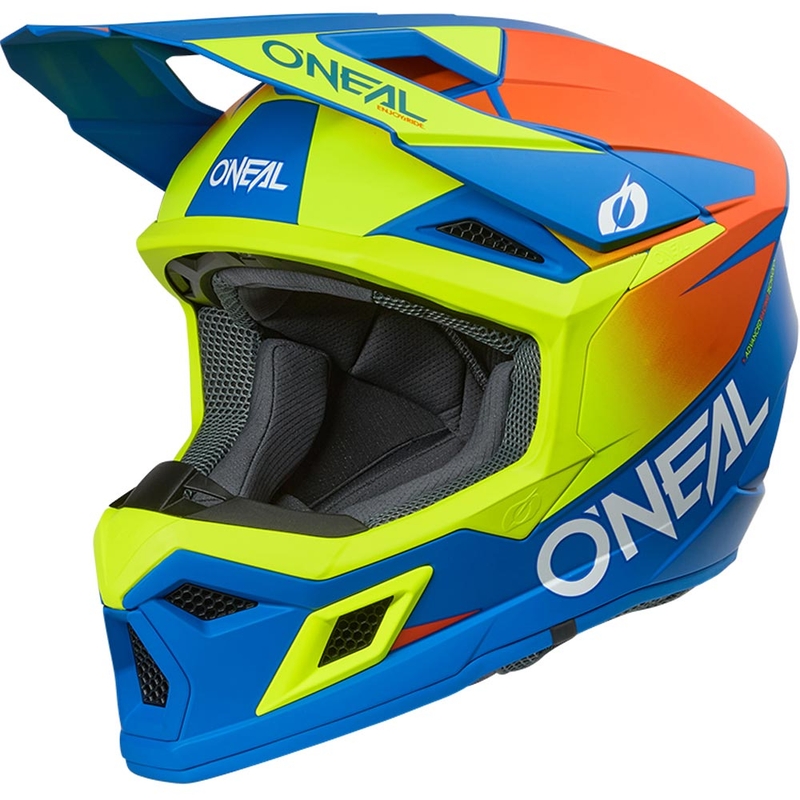 Motocrosshelm O´Neal 3SRS Solid matblauw-fluorgeel