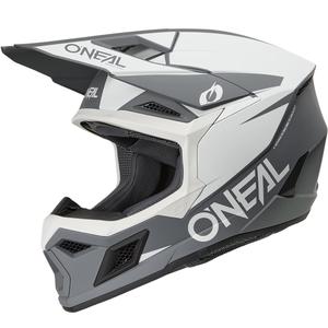 Motocrosshelm O´Neal 3SRS Solid mat wit-grijs