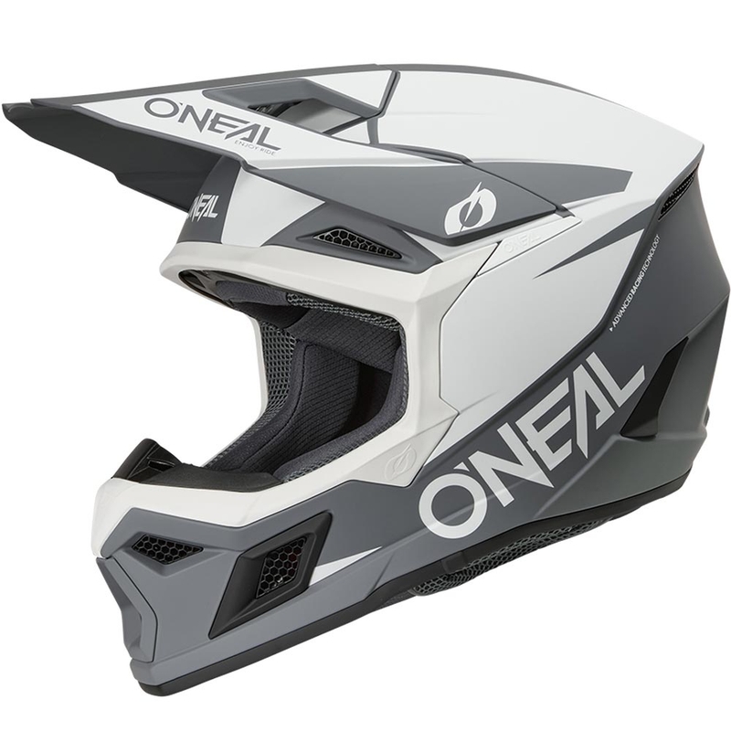 Motocrosshelm O´Neal 3SRS Solid mat wit-grijs