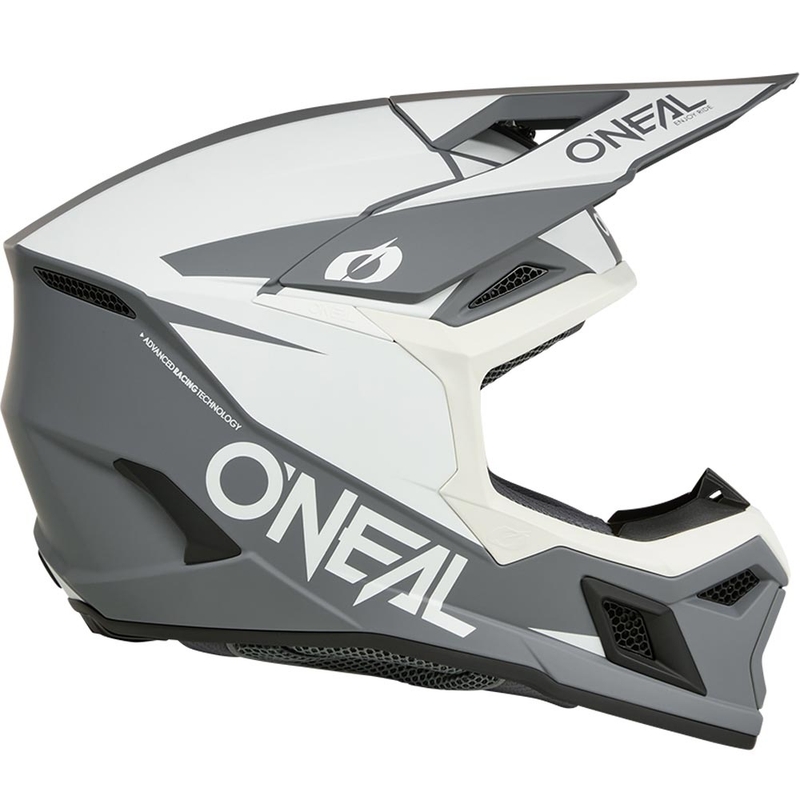 Motocrosshelm O´Neal 3SRS Solid mat wit-grijs
