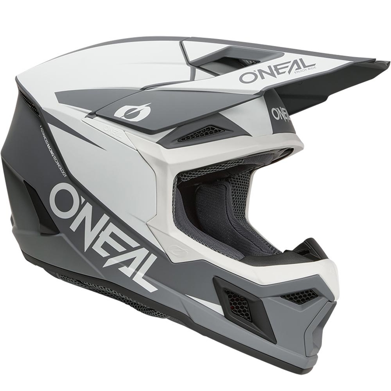 Motocrosshelm O´Neal 3SRS Solid mat wit-grijs