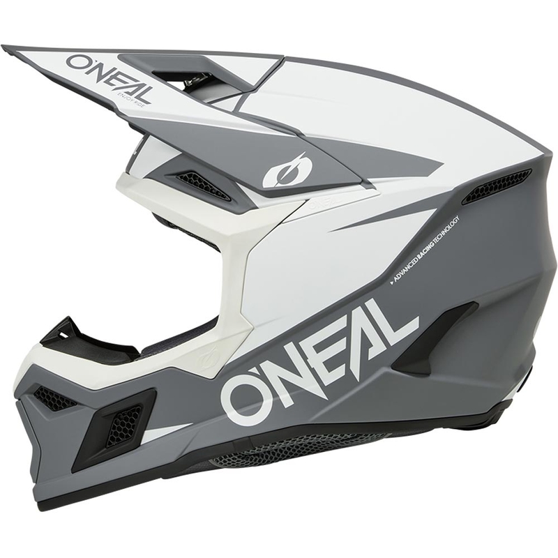 Motocrosshelm O´Neal 3SRS Solid mat wit-grijs