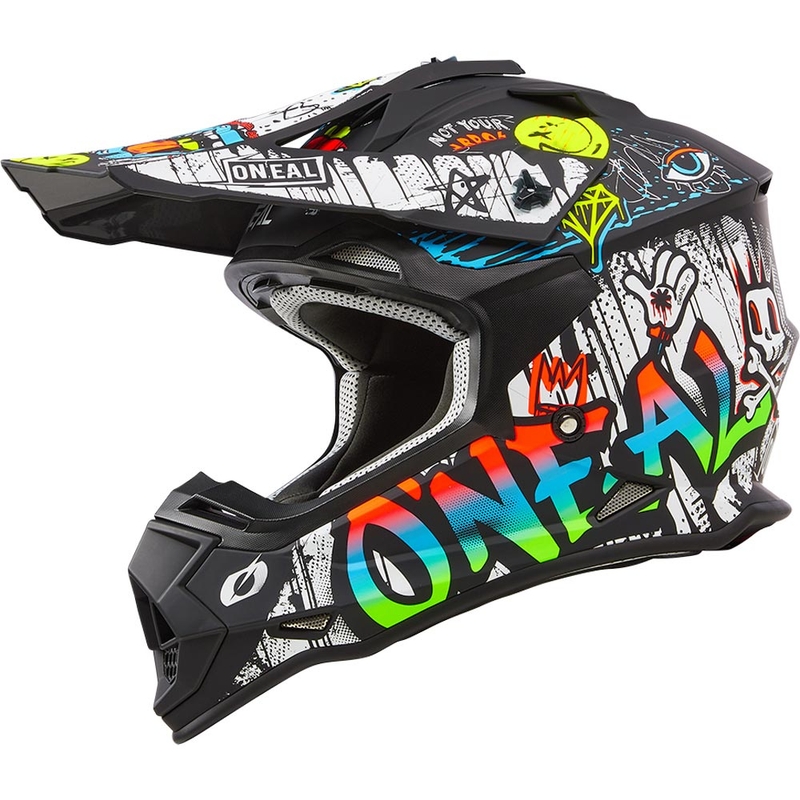 Motocrosshelm O´Neal 2SRS Rancid matzwart-wit