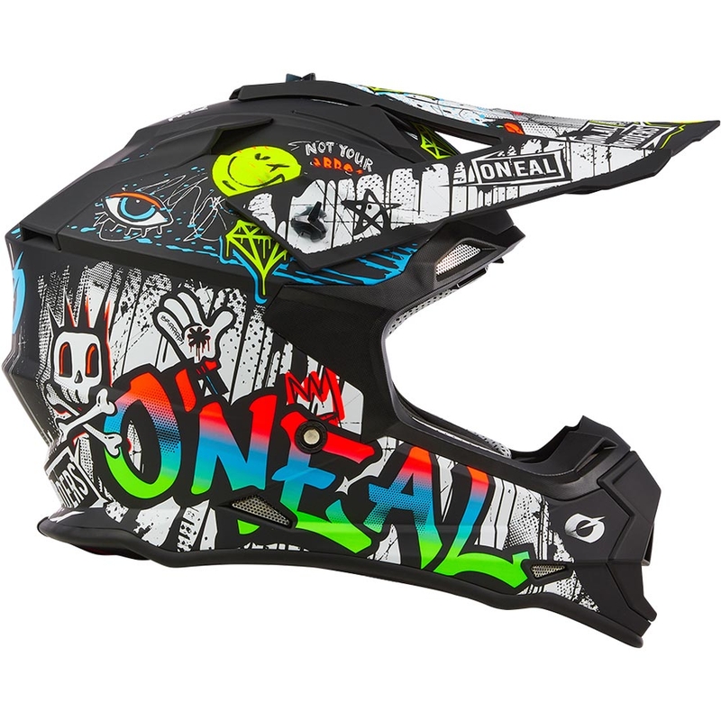 Motocrosshelm O´Neal 2SRS Rancid matzwart-wit