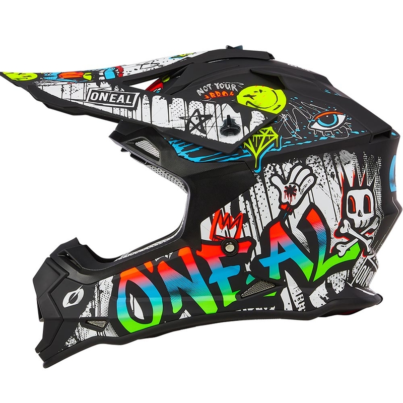 Motocrosshelm O´Neal 2SRS Rancid matzwart-wit