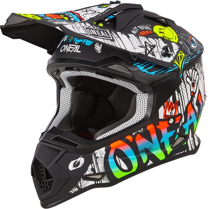 Motocrosshelm O´Neal 2SRS Rancid matzwart-wit