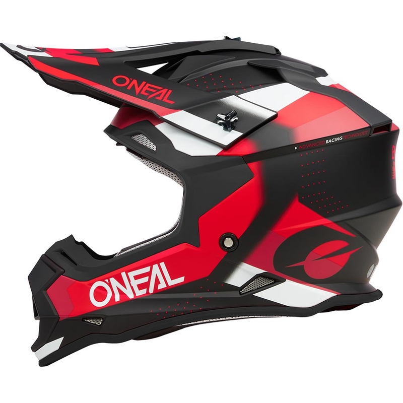Motocrosshelm O'Neal 2SRS Spyde matzwart-rood-wit
