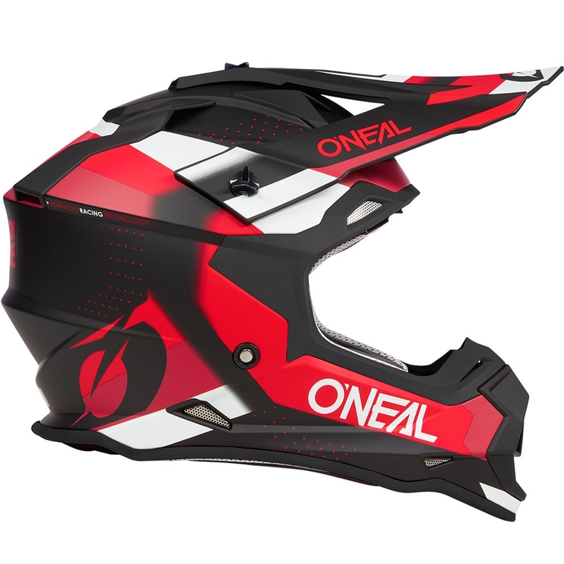 Motocrosshelm O'Neal 2SRS Spyde matzwart-rood-wit