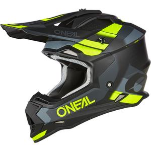Motocrosshelm O´Neal 2SRS Spyde matzwart-grijs-fluorgeel