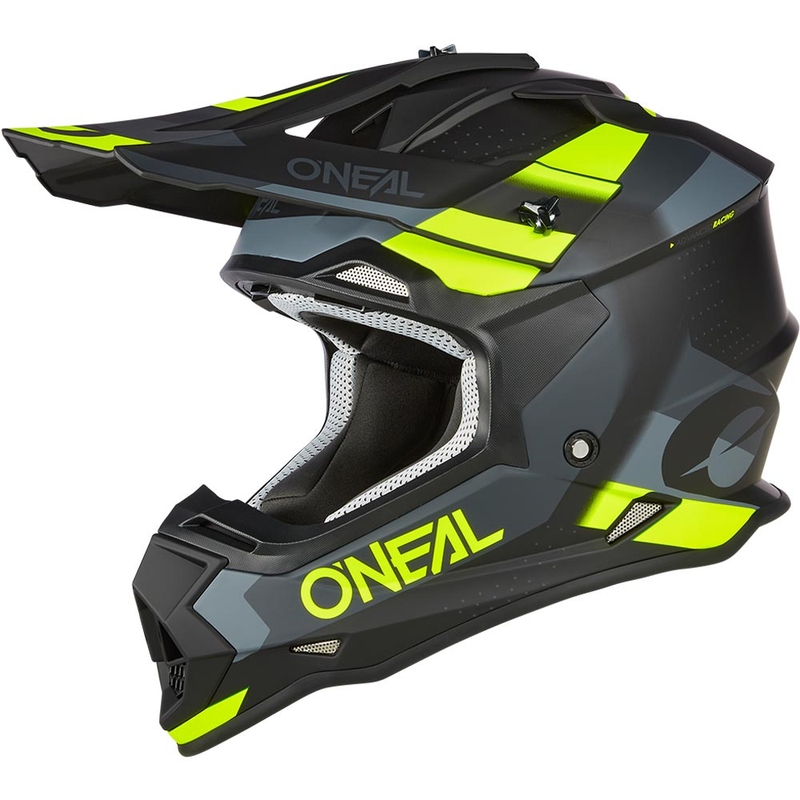 Motocrosshelm O´Neal 2SRS Spyde matzwart-grijs-fluorgeel