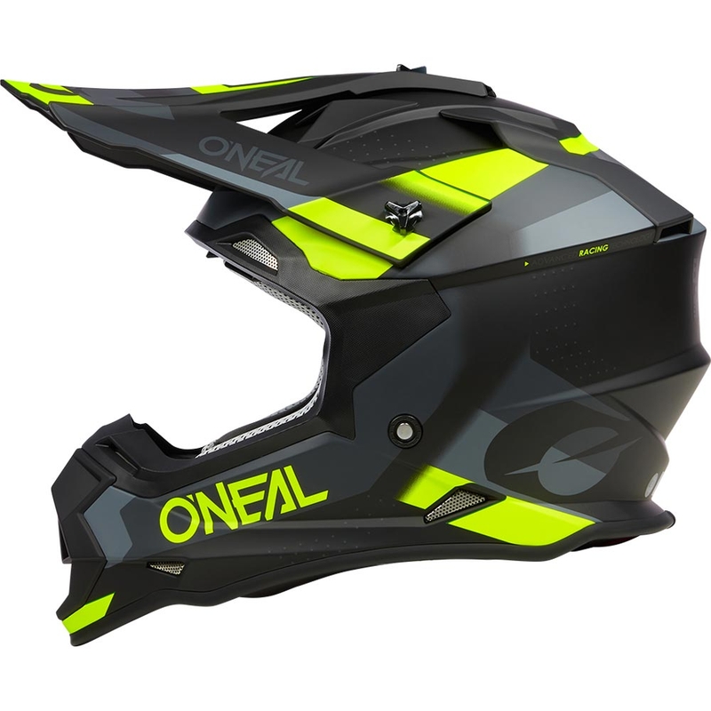 Motocrosshelm O´Neal 2SRS Spyde matzwart-grijs-fluorgeel