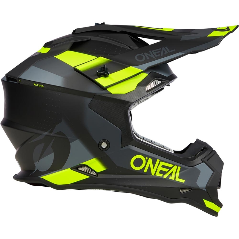Motocrosshelm O´Neal 2SRS Spyde matzwart-grijs-fluorgeel