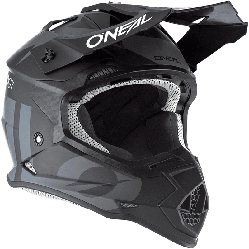 Motocrosshelm O'Neal 2SRS Slick zwart-grijs