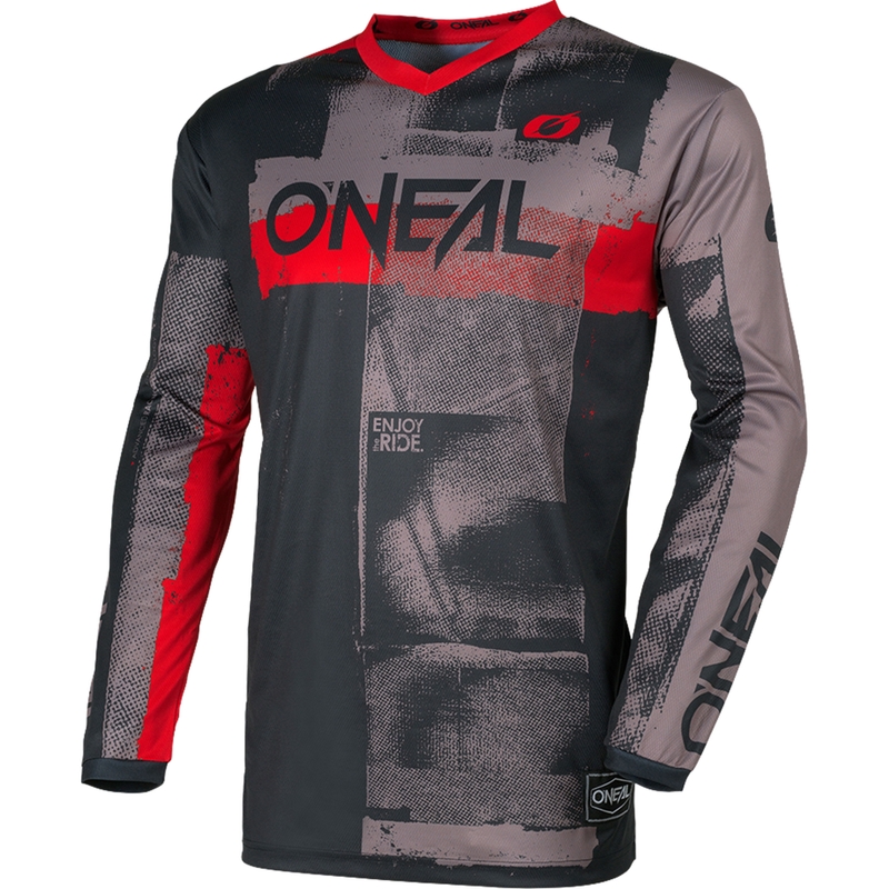 Motocrossshirt O'Neal Element Roller grijs-rood