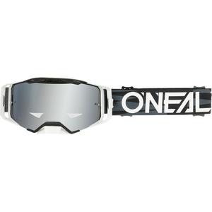 Motocrossbril O´Neal B-33 Ictus zwart-wit (zilverkleurig spiegelend plexiglas)