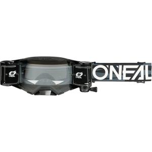 Motocrossbril O´Neal B-33 Ictus zwart-wit met Roll Off-systeem (transparant plexiglas)