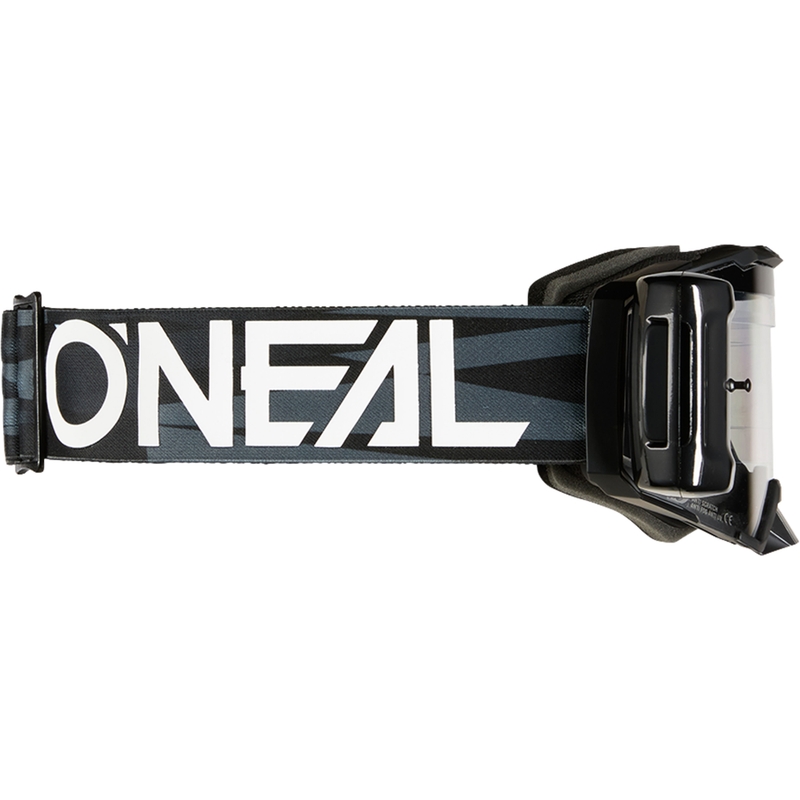 Motocrossbril O´Neal B-33 Ictus zwart-wit met Roll Off-systeem (transparant plexiglas)