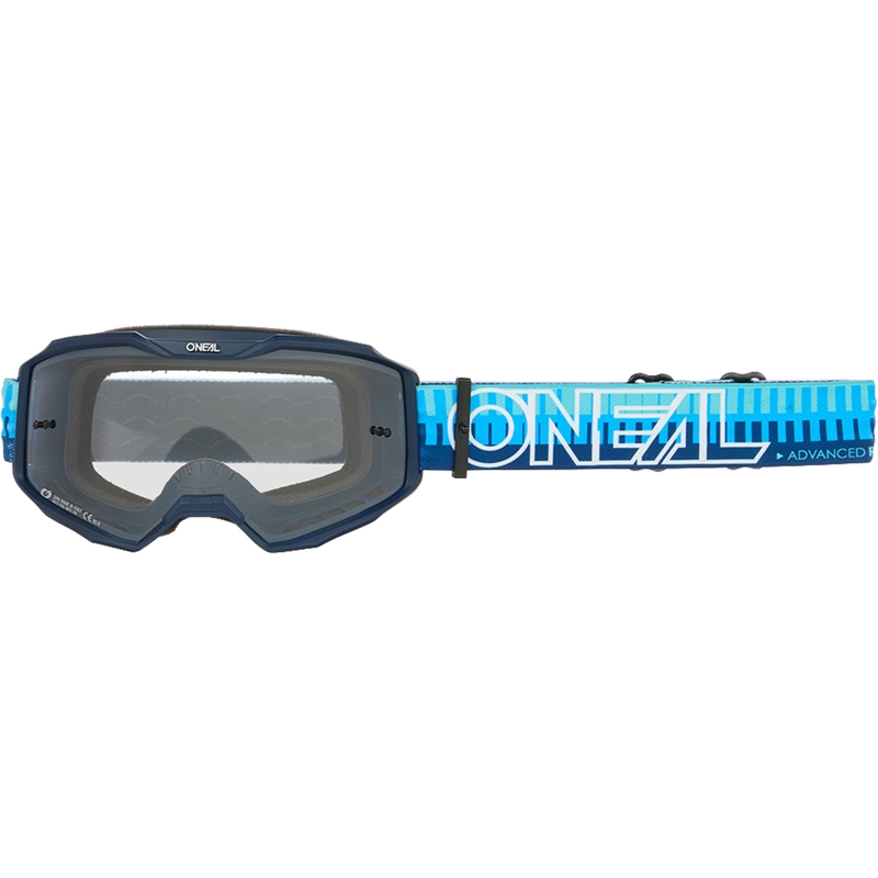 Motocrossbril O´Neal B-10 Gestreept blauw (transparant plexiglas)