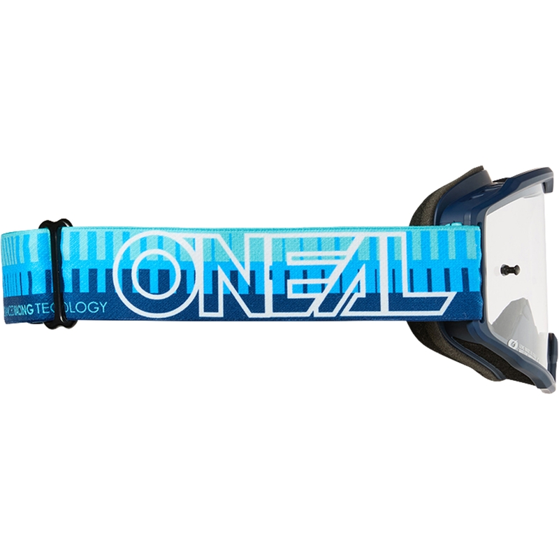 Motocrossbril O´Neal B-10 Gestreept blauw (transparant plexiglas)