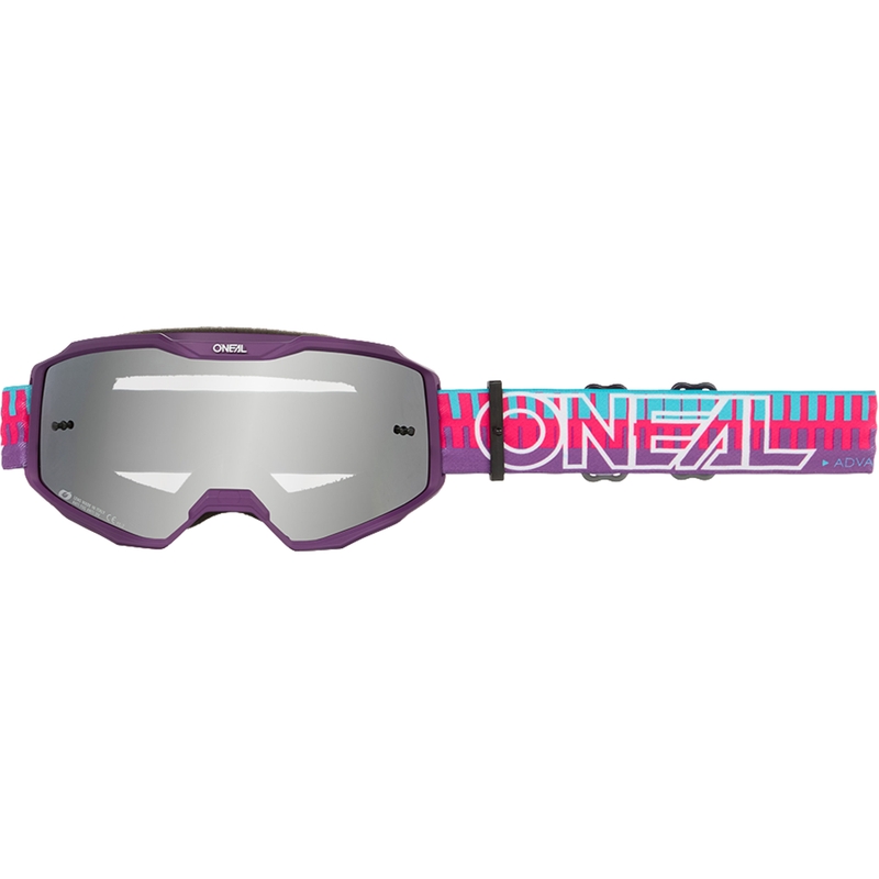 Motocrossbril O´Neal B-10 Gestreept roze-paars (spiegelend zilverkleurig plexiglas)