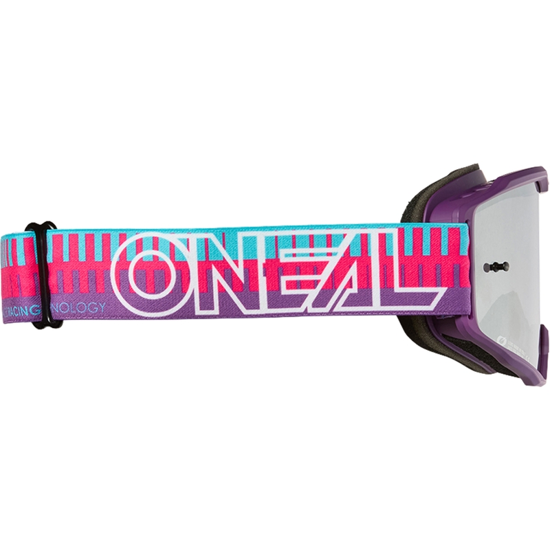 Motocrossbril O´Neal B-10 Gestreept roze-paars (spiegelend zilverkleurig plexiglas)