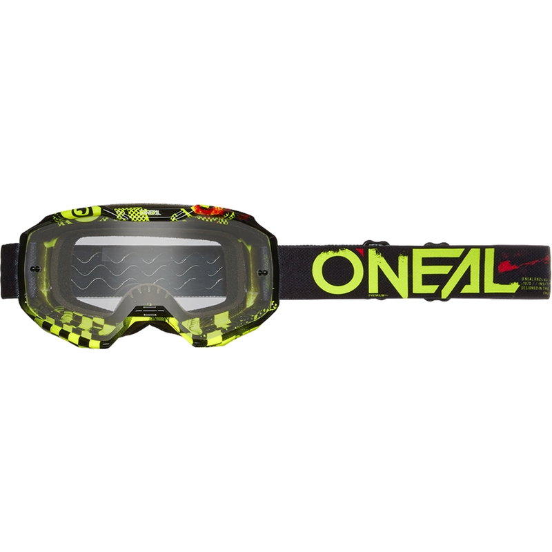 Motocrossbril O´Neal B-10 Attack zwart-geel (transparant plexiglas)