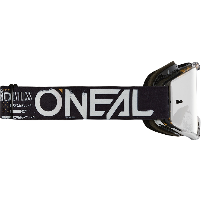 Motocrossbril O´Neal B-10 Attack zwart-wit (spiegelend zilverkleurig plexiglas)